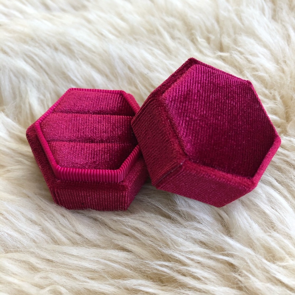 Merlot Red Velvet Ring Box with Double Slots